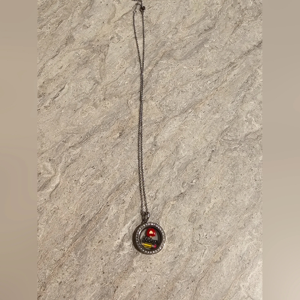 Origami Owl necklace and floating locket with charms